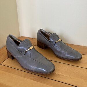 Felice Casucci Leather Loafers Gold Tone Horsebit Accent Shoes Vintage 70s Italy